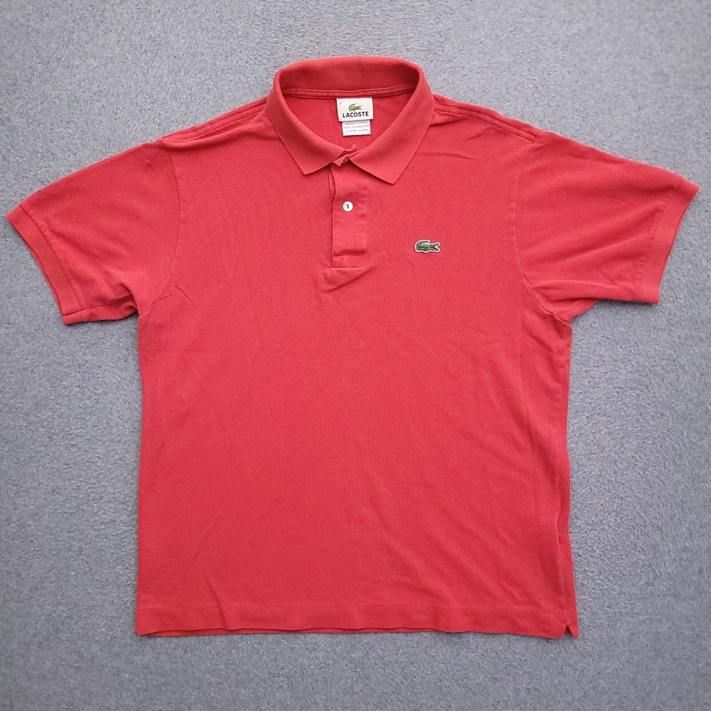 Lacoste Polo Shirt Mens Large 5 Red Pique Knit Gator Logo Tennis
